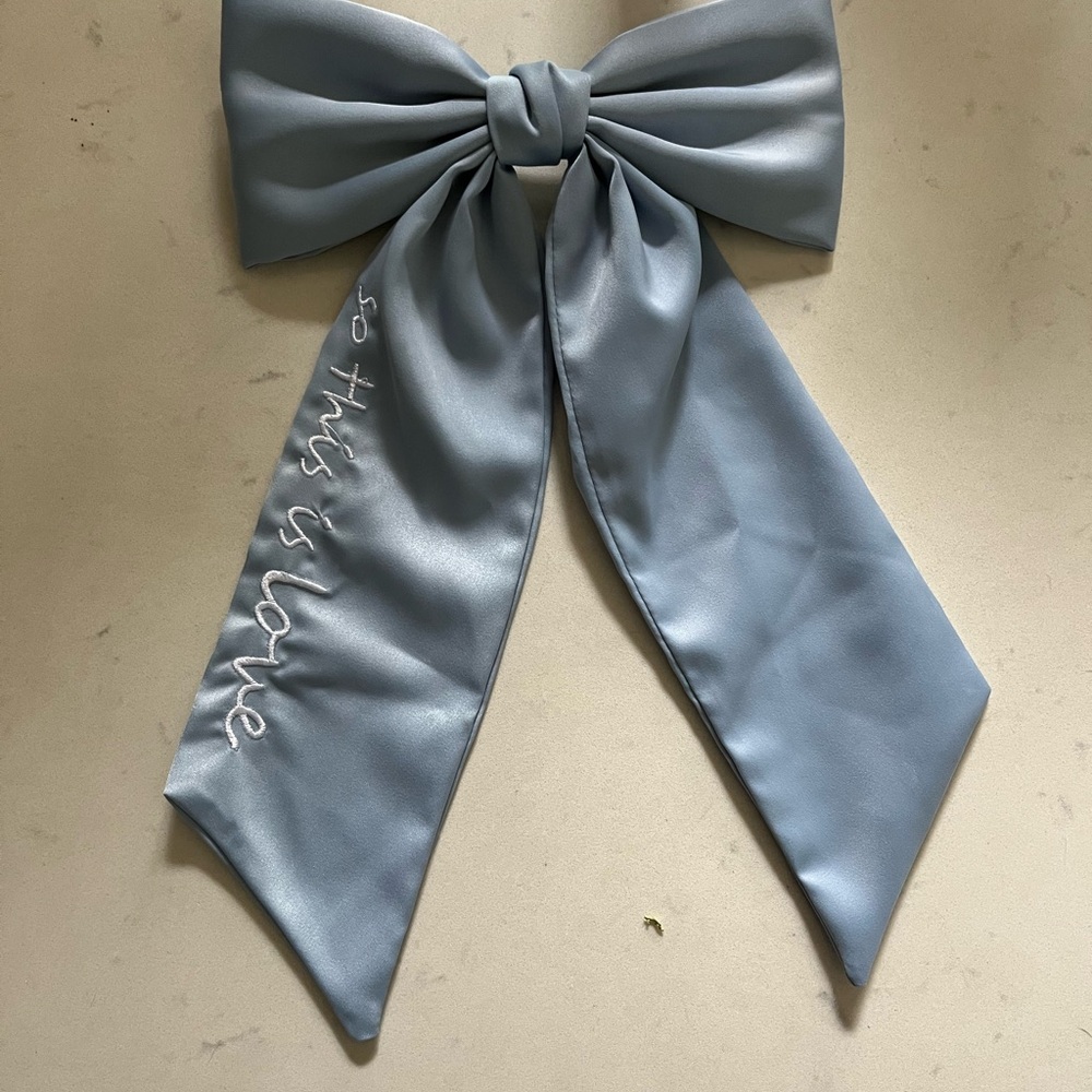 Large "So this is love" bridal Blue Hair Bow